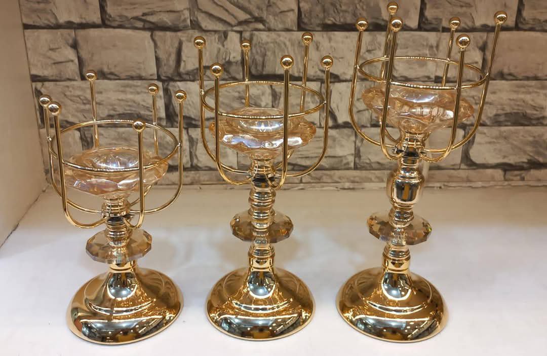 Home Table Decor 3pc Candle Stand